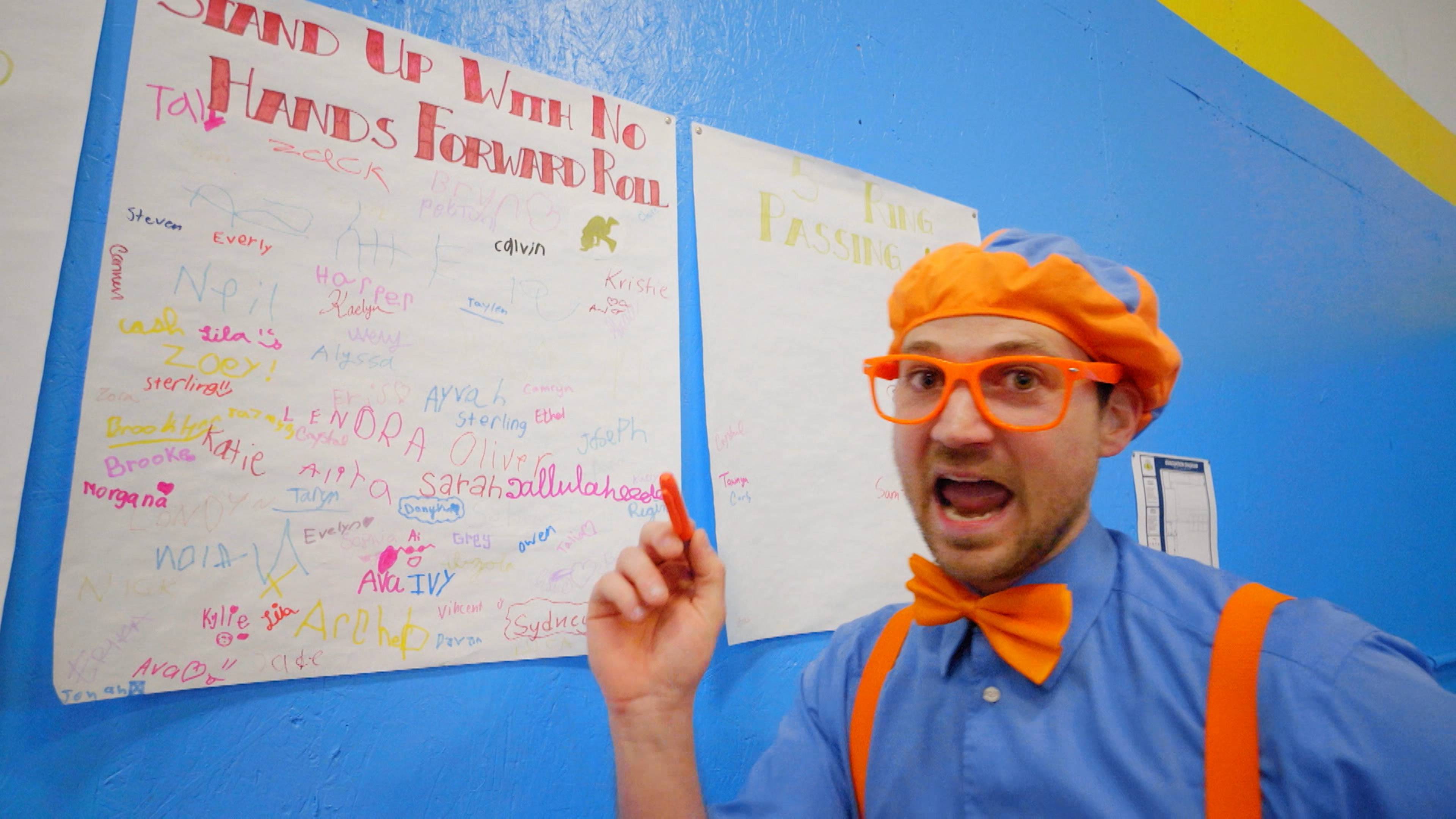 Blippi Learns Circus Tricks - Trampoline & Hoops