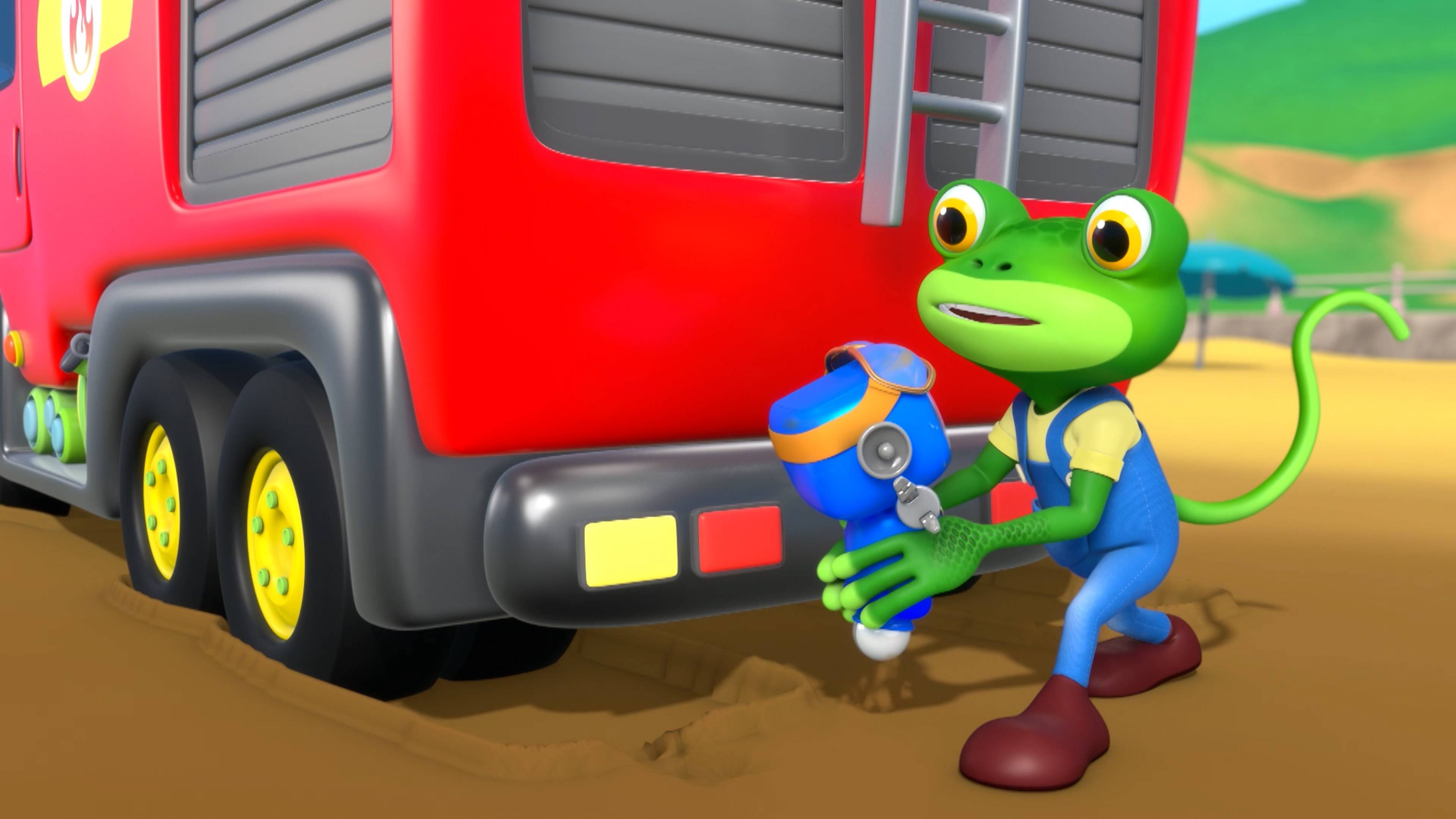 Flying Fire Truck - Birthday Beach Party