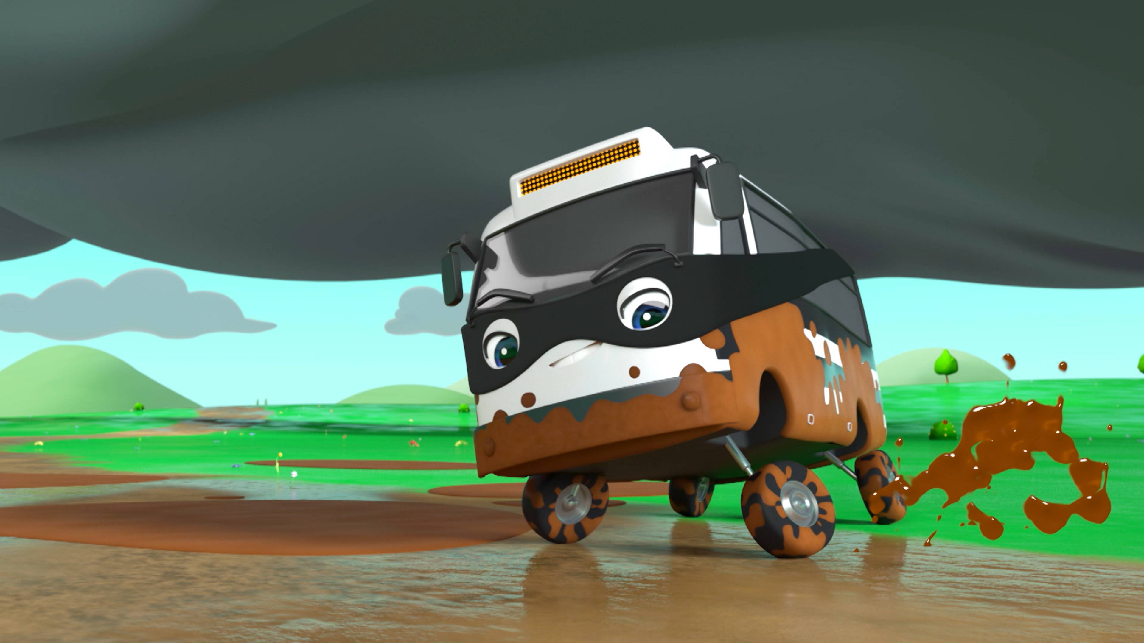 Skidding Race in Muddy Puddles - A Stormy Day